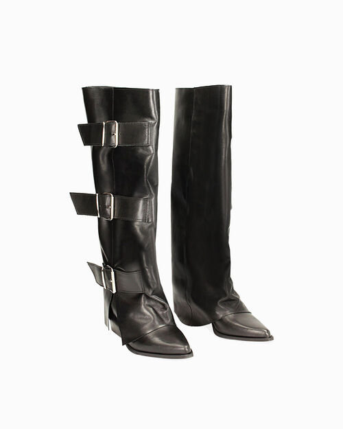 WOMEN SHOES BOOTS LEATHER NERO, 