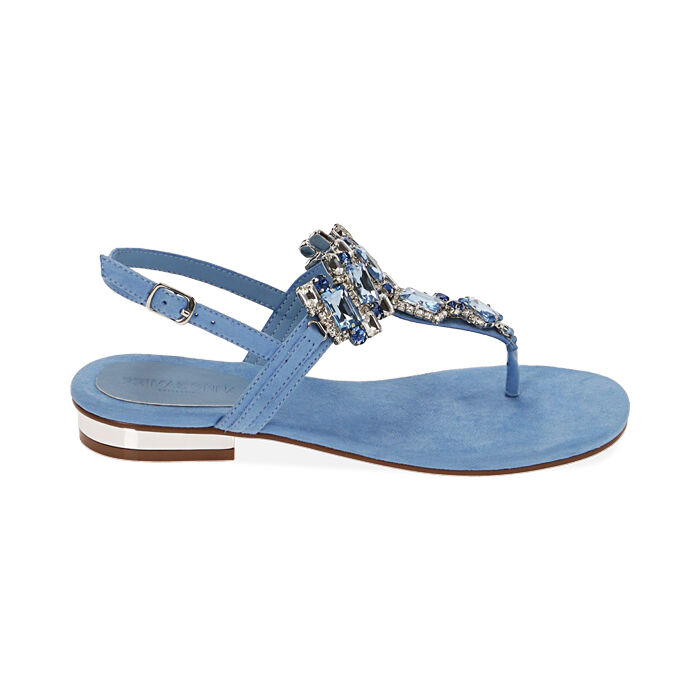 Sandali infradito celesti in microfibra, Primadonna, 214909941MFCELE035