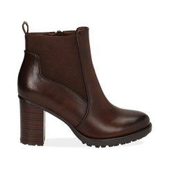 Chelsea boots cuoio in eco-pelle, tacco 8,5 cm , Scarpe, 143066110EPCUOI036, 001 preview