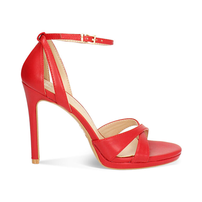Sandalia con tacón mujer rojo fashion, Primadonna, 252133436EPROSS035
