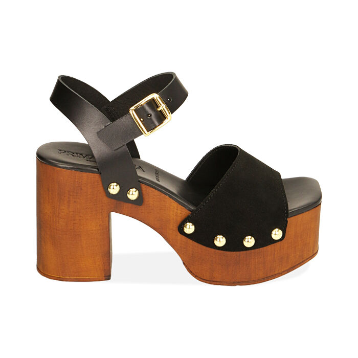 Sandali donna platform neri in camscio 9 cm Primadonna Collection