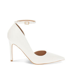 Zapatos destalonados de mujer blancos con cord&oacute;n, 252102021EPBIAN039, 001a