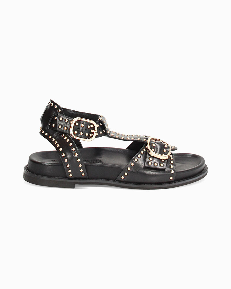 Sandali bassi donna neri in pelle image number null