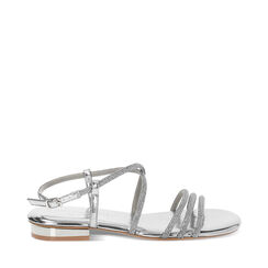 Sandalias bajos mujer plateados de laminado con piedras, Primadonna, 254909961LPARGE035, 001a
