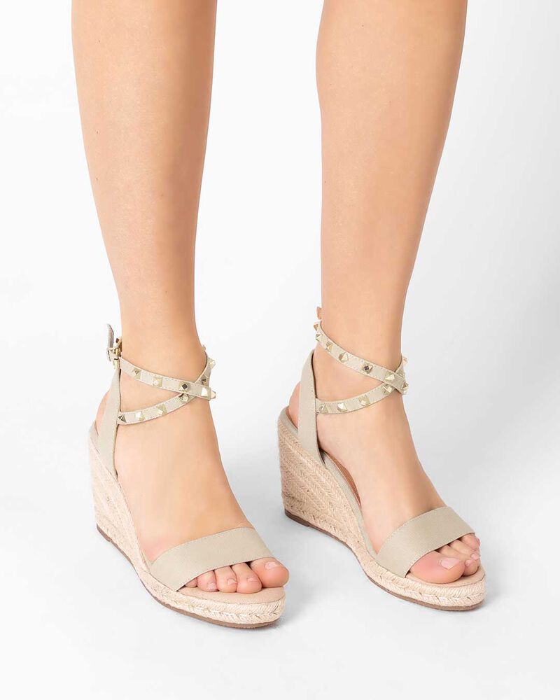 Zeppe donna beige in canvas con braccialetto image number null
