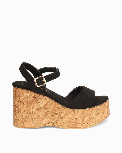Zeppe nere tacco 9,6 cm, BLACK