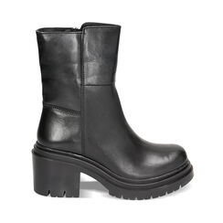 Stivaletti neri in pelle, tacco 5 cm, Primadonna, 22N507225PENERO036, 001a