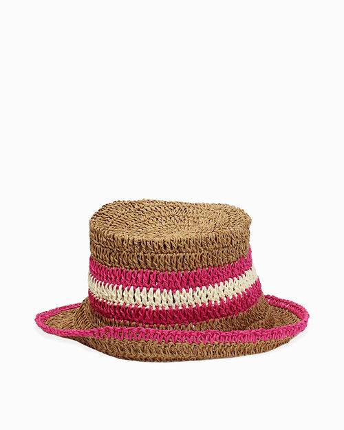 Cappello donna fucsia in raffia, 