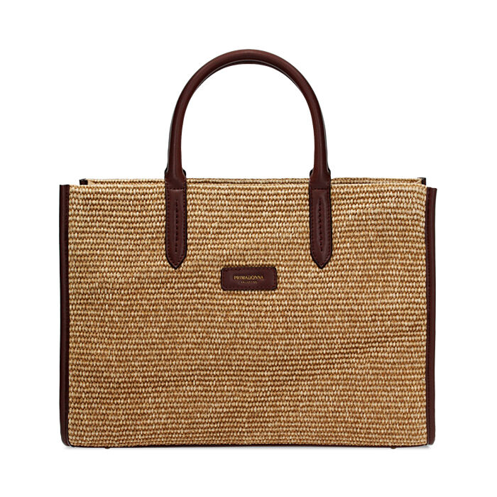 Borsa a mano donna beige in raffia, Primadonna, 25D585251RFBEIGUNI