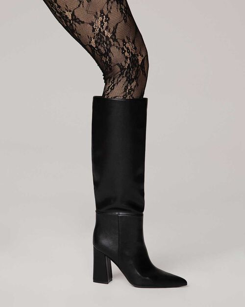Bottes noires &agrave; talon de 9 cm, BLACK