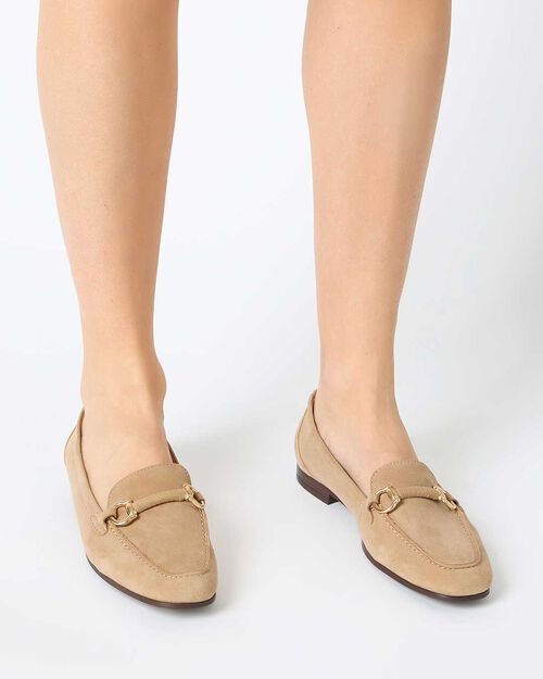 Mocassino taupe in camoscio, TAUPE