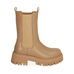 Chelsea boots beige, tacco 5,5 cm , Primadonna, 200614805EPBEIG039, 001a