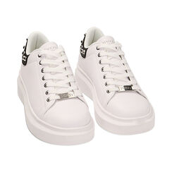 Sneakers bianche con borchie, suola 4,5 cm, Primadonna, 222621101EPBIAN035, 002 preview