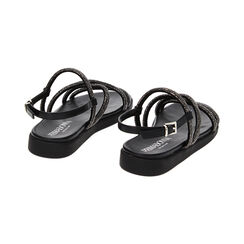 Sandales plates noires en tissu avec pierres, Primadonna, 232734210ETNERO036, 003 preview