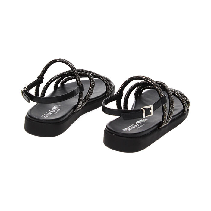 Sandali bassi neri con pietre