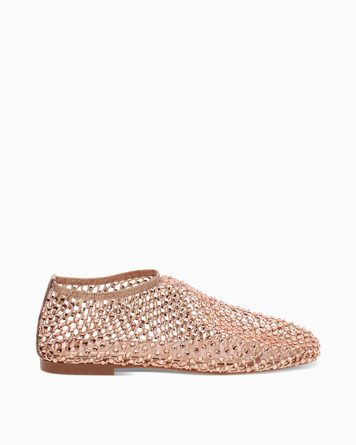ZAPATOS BAILARINA TEJIDO PIEDRAS NUDE, NUDE