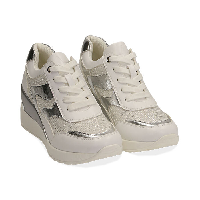 Sneakers bianche, zeppa 7 cm | Primadonna Collection