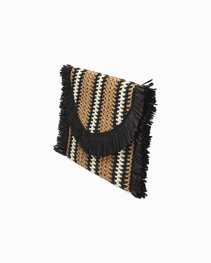 Pochette da mare in paglia nera image number null
