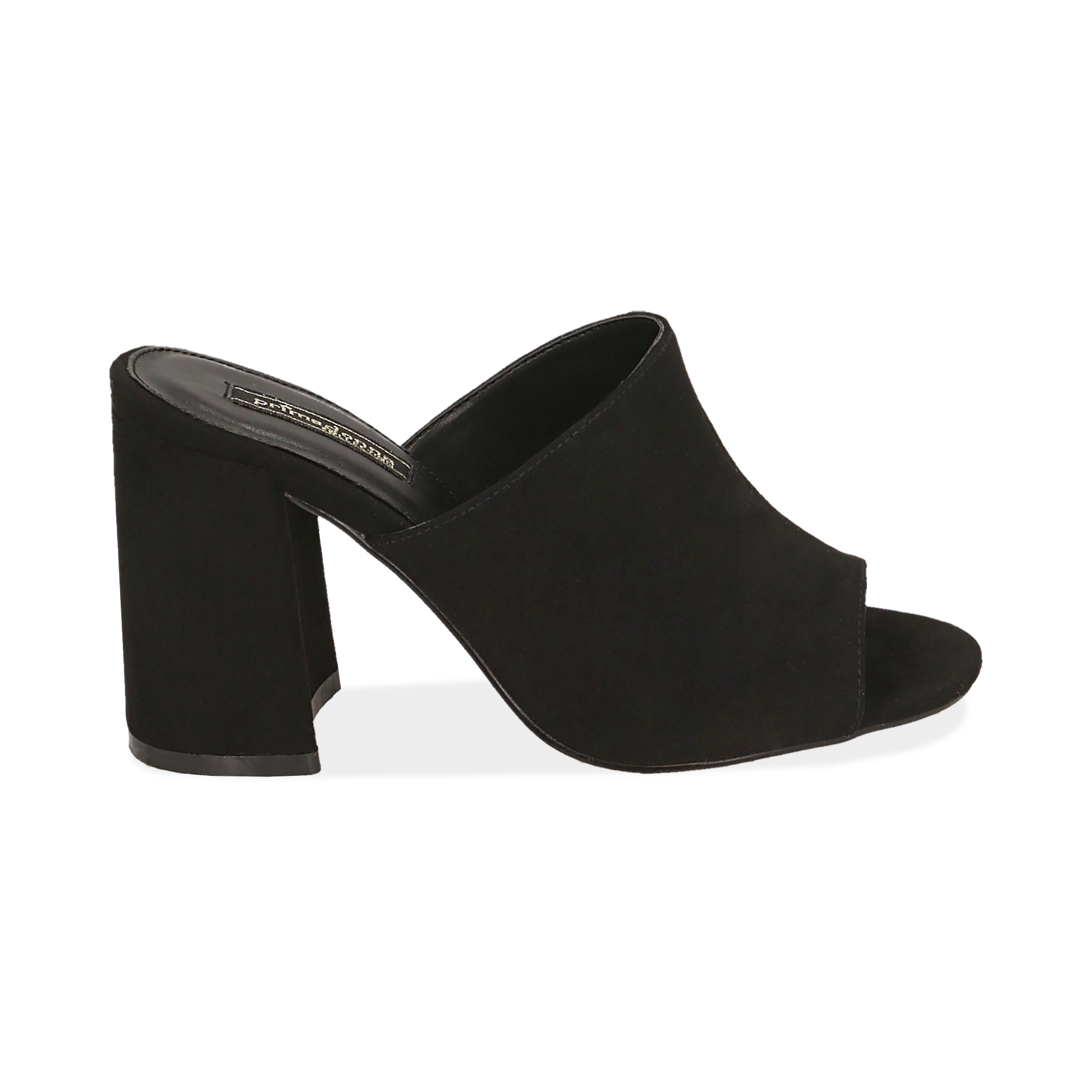 Mules nere in microfibra, tacco 9,50 cm | Primadonna Collection