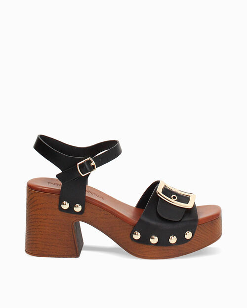Zoccoli neri con tacco 8 cm, BLACK