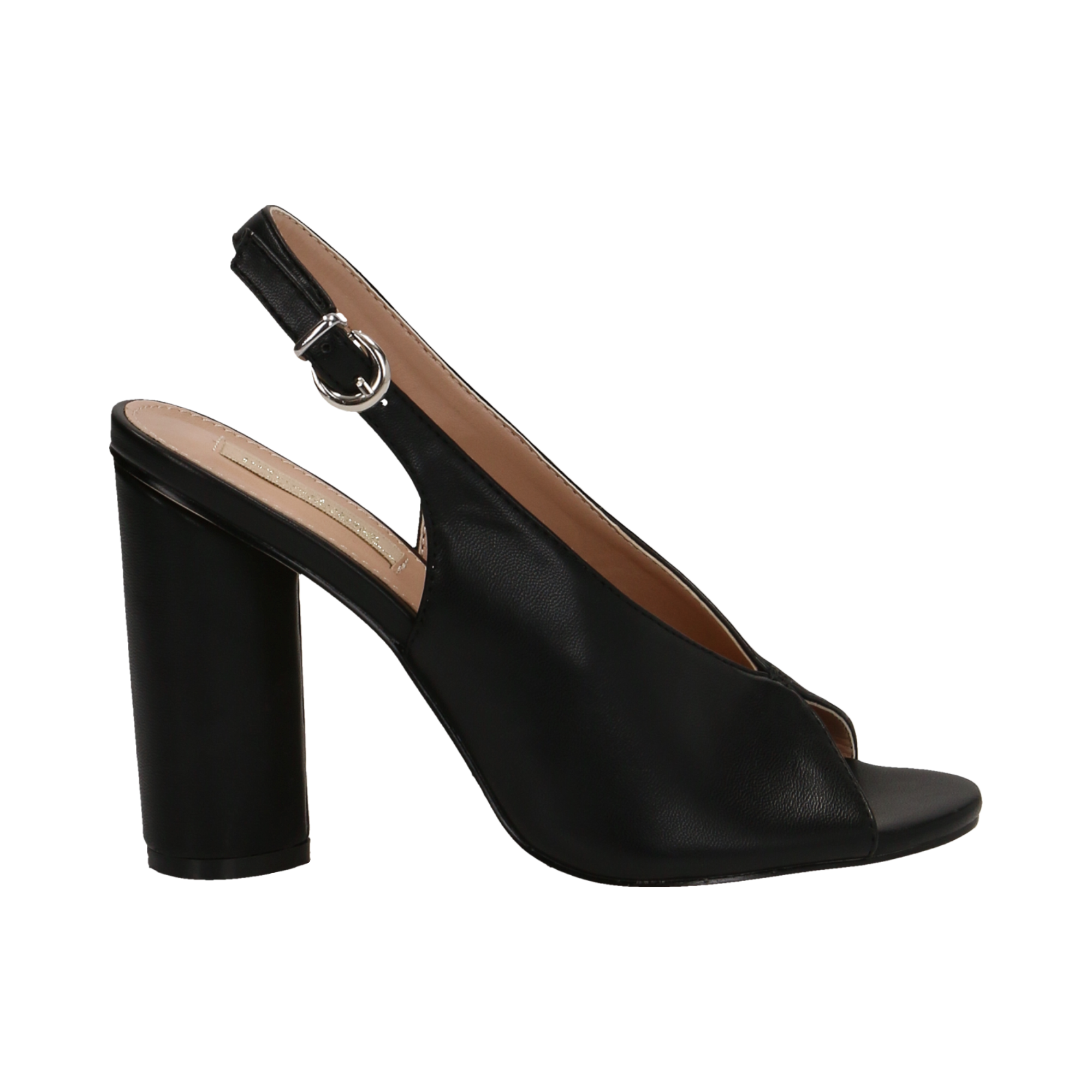 Slingback open toe nere in eco-pelle | Primadonna Collection