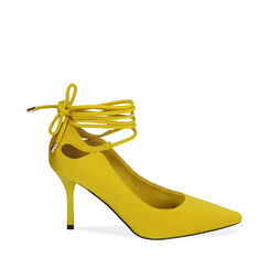 Escarpins en lycra jaune, talon de 8,5 cm, Primadonna, 182162815LYGIAL036, 001a