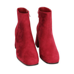 Bottines bordeaux en microfibre, talon de 7 cm, 224988212MFBORD035, 002a