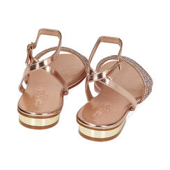 Sandales plates rose-or en laminé avec pierres, Fin de Collection, 234909922LPRAOR035, 003 preview