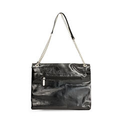 Borsa a spalla nera lucida con tracolla a catena, Primadonna, 265700583EUNEROUNI, 004 preview