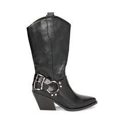 Botas vaqueras negras con hebillas, Primadonna, 233073128EPNERO035, 001a