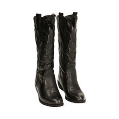 Stivali texani neri in pelle, tacco 4 cm , Primadonna, 20L605201PENERO036, 002 preview