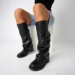Biker nero con gambale sceso, Primadonna, 260624109EPNERO037, 002a