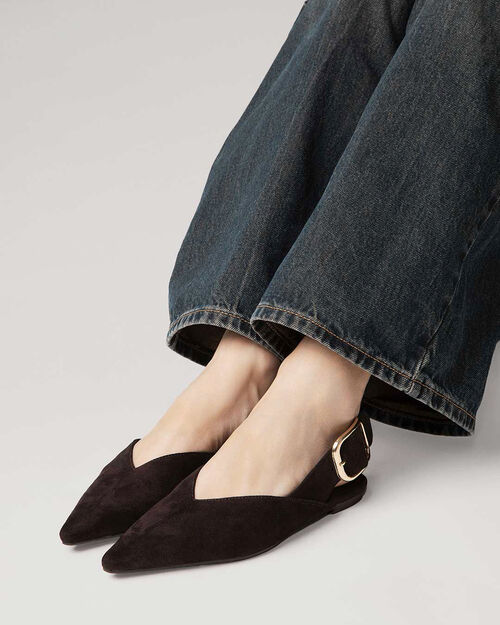 Ballerine slingback marron fonc&eacute;, DK BROWN