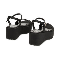 Sandales compensées noires en lycra, Fin de Collection, 234990801LYNERO036, 003 preview