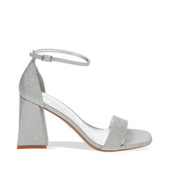 Sandali argento glitter, tacco 8,7 cm, Primadonna, 232102506SGARGE036, 001a