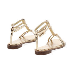 Sandales plates pour femmes dorées en laminé, Primadonna, 254990412LMOROG035, 004 preview