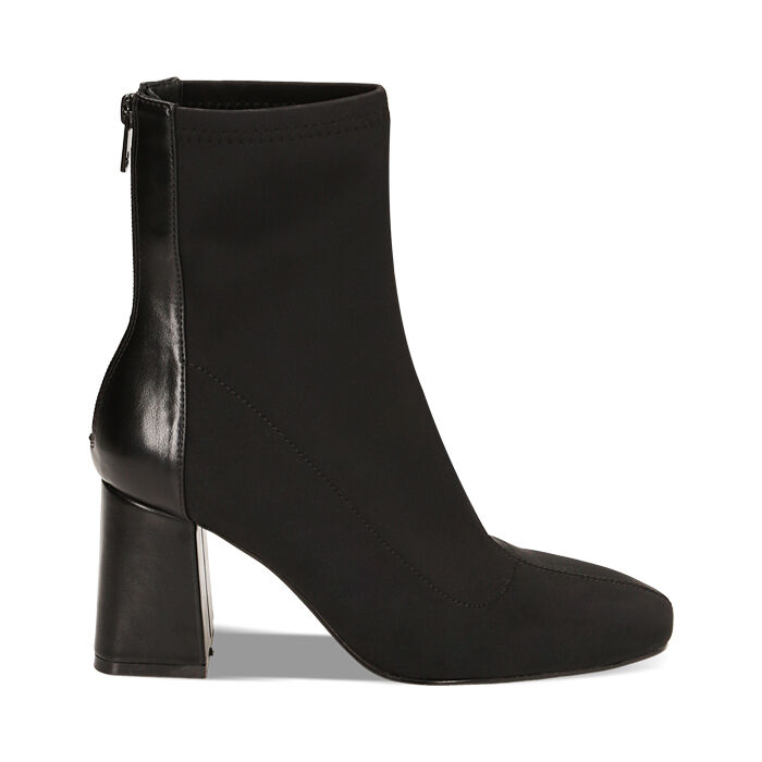 Ankle boots neri in tessuto, tacco 7,5 cm, Primadonna, 224859812LYNERO035