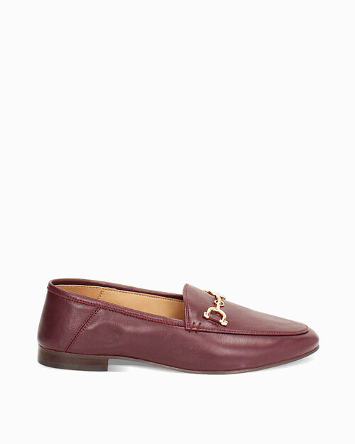 WOMEN SHOES MOCASSINS LEATHER BORD, BURGUNDY