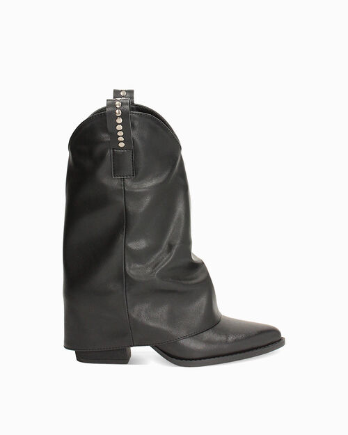 Tronchetti texani neri con borchie metalliche, BLACK