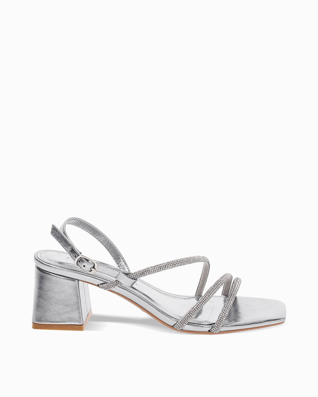 Sandali con tacco argento 5,5 cm