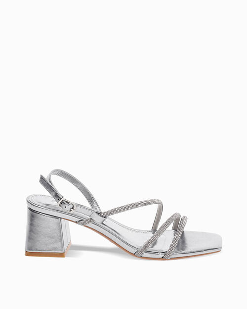 ZAPATOS SANDALIA LAMINADO PIEDRAS ARGE, SILVER