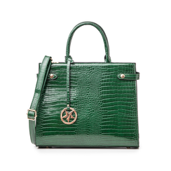 Borsa verde in eco-pelle effetto snake,