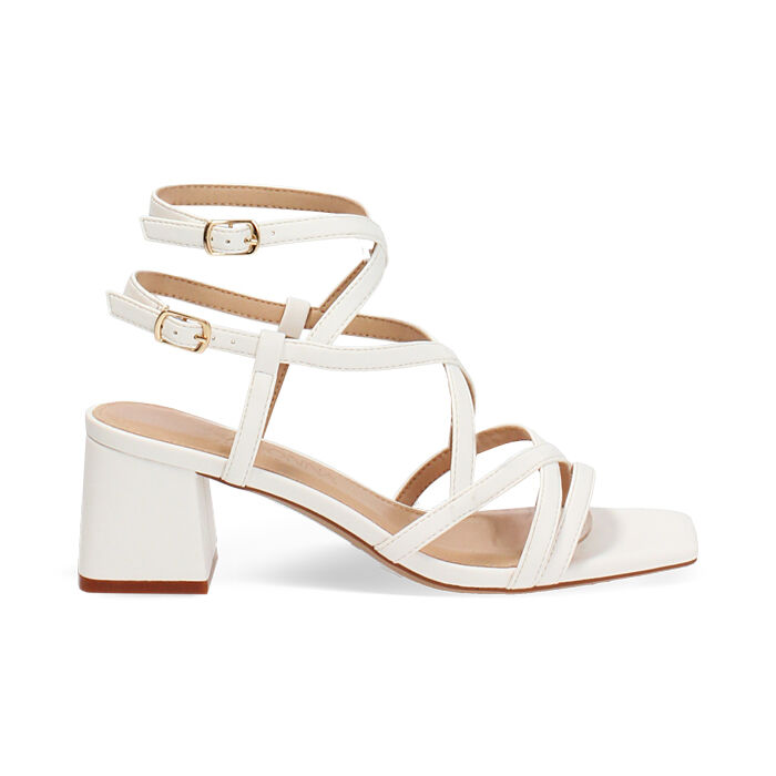 Sandali bianchi tacco 5,5 cm, Primadonna, 274941747EPBIAN035