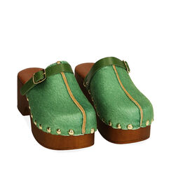 Zuecos verde en caballito, tacón 6 cm, Primadonna, 194305215CWVERD036, 002a
