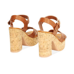 Sandalo donna con plateau in sughero cognac, Primadonna, 254934301EPCOGN035, 004 preview