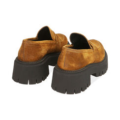Mocassini chunky cognac in camoscio , Special Price, 187204433CMCOGN035, 004 preview