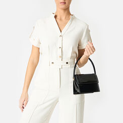 Mini bag donna nera in vernice, Primadonna, 255130057VENEROUNI, 002a