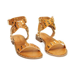 Sandali bassi cognac con borchie, Ultime occasioni, 234922831EPCOGN036, 002 preview