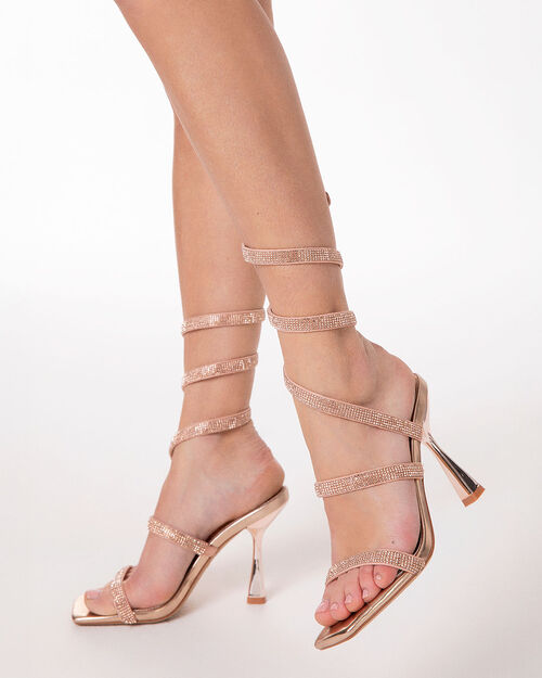 Sandali rosa-oro tacco 9,5 cm, MULTI COLOR