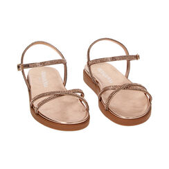 Sandales plates rose-or en laminé avec pierres, Primadonna, 232734204LPRAOR035, 002 preview